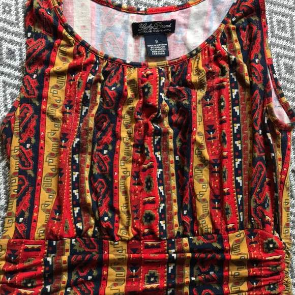 Lucky Brand Summer Nights Jordana Boho Midi Dress Geo Geometric Print Striped - Picture 7 of 9